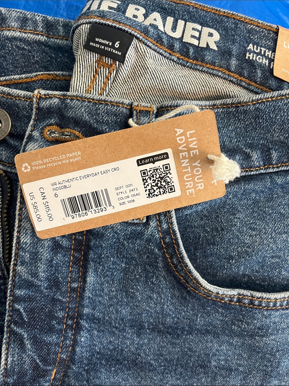 Eddie Bauer authentic Voyager every day easy crop high rise jeans indigo NEW NW - Picture 15 of 16